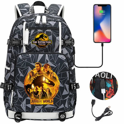 New Jurassic World Park USB Large Capacity Teenagers Schoolbags Women Men Laptop Travel Backpack Girl Boys Kids School Book Bags