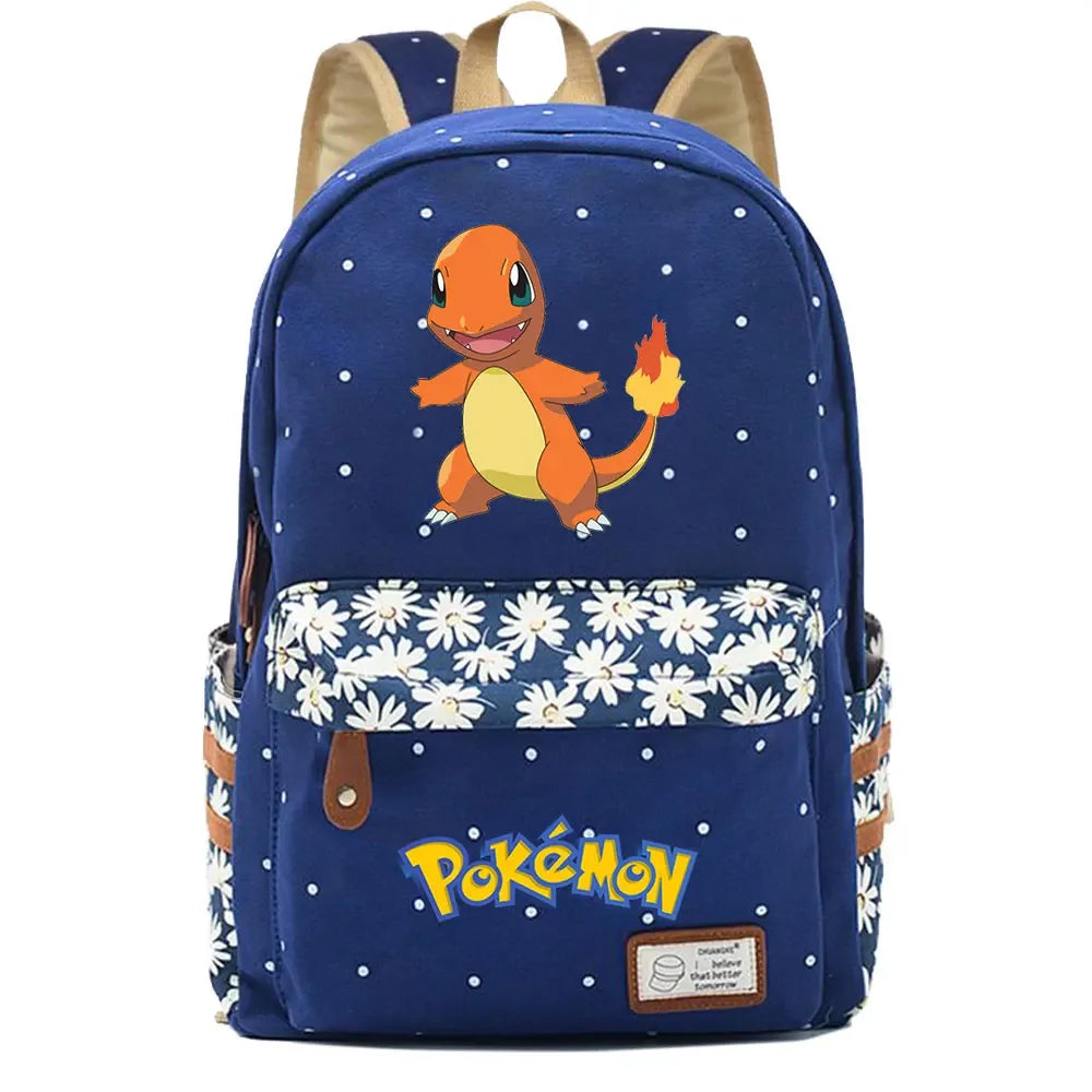 New Kawaii Charmander Squirtle Boy Girl Kids School Book Bags Women Bagpack Teenagers Schoolbags Canvas Travel Laptop Backpack