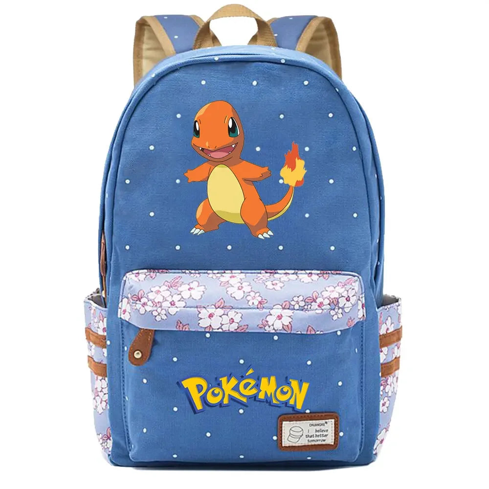 New Kawaii Charmander Squirtle Boy Girl Kids School Book Bags Women Bagpack Teenagers Schoolbags Canvas Travel Laptop Backpack