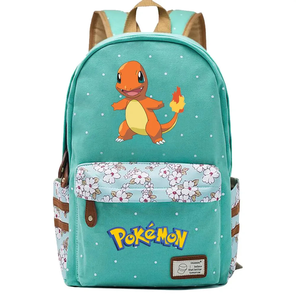 New Kawaii Charmander Squirtle Boy Girl Kids School Book Bags Women Bagpack Teenagers Schoolbags Canvas Travel Laptop Backpack