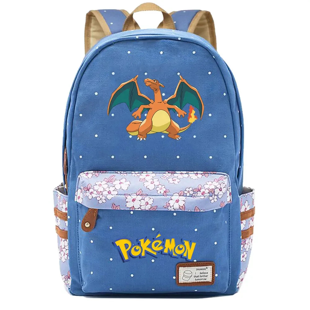 New Kawaii Charmander Squirtle Boy Girl Kids School Book Bags Women Bagpack Teenagers Schoolbags Canvas Travel Laptop Backpack