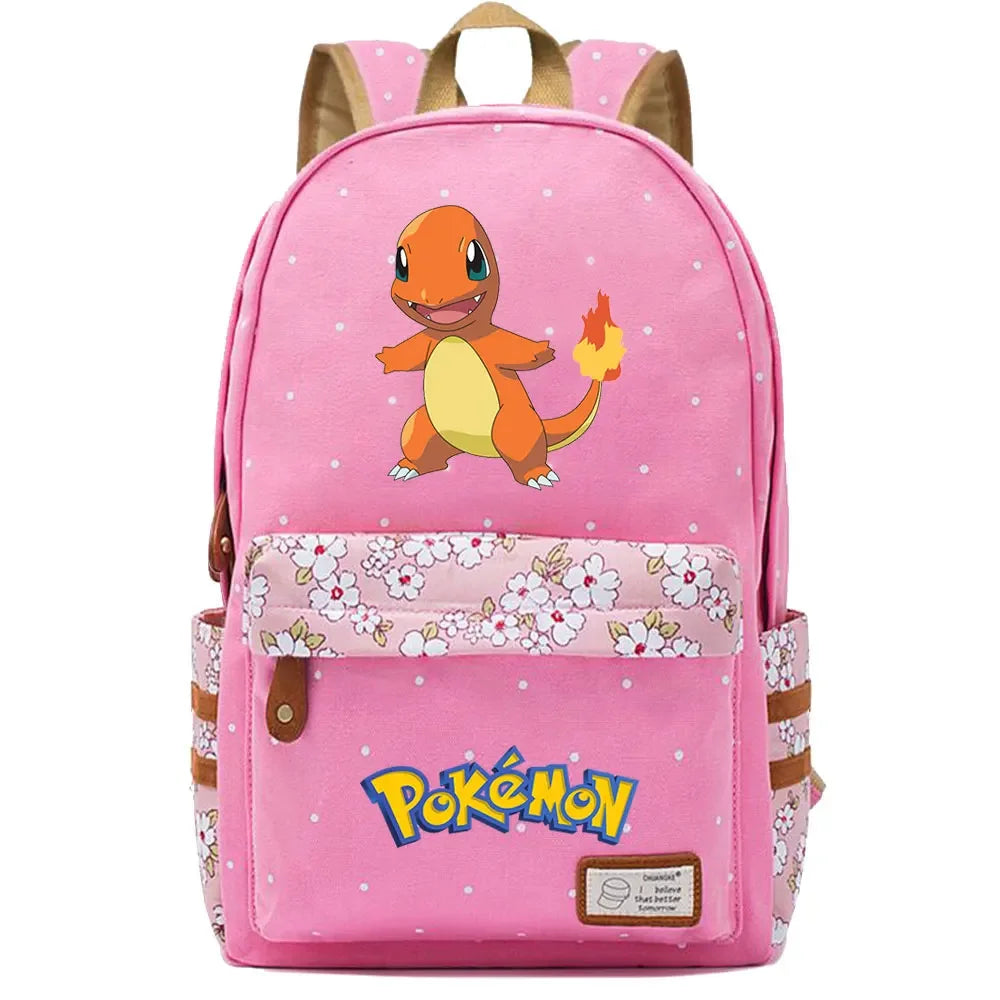 New Kawaii Charmander Squirtle Boy Girl Kids School Book Bags Women Bagpack Teenagers Schoolbags Canvas Travel Laptop Backpack