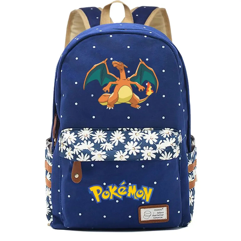 New Kawaii Charmander Squirtle Boy Girl Kids School Book Bags Women Bagpack Teenagers Schoolbags Canvas Travel Laptop Backpack