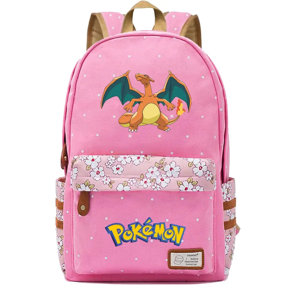 New Kawaii Charmander Squirtle Boy Girl Kids School Book Bags Women Bagpack Teenagers Schoolbags Canvas Travel Laptop Backpack
