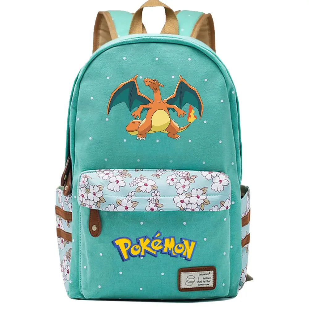 New Kawaii Charmander Squirtle Boy Girl Kids School Book Bags Women Bagpack Teenagers Schoolbags Canvas Travel Laptop Backpack