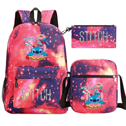 New Kawaii  Stitch 3Pcs Boy Girl Kids School Book Bags Travel Backpack Shoulder Bag Pen Bag For Men Women