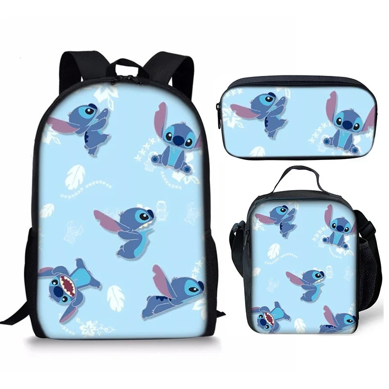 New Kawaii  Stitch Girl Kids Pen Bag  Bags Bookbags 3Pcs Teenagers Schoolbags Women Travel Laptop Backpack