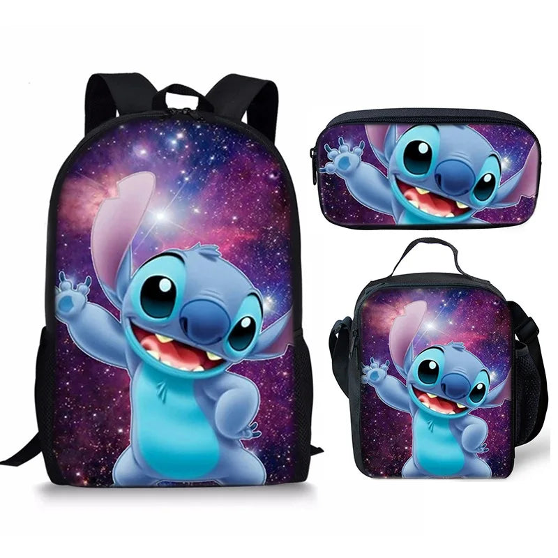 New Kawaii  Stitch Girl Kids Pen Bag  Bags Bookbags 3Pcs Teenagers Schoolbags Women Travel Laptop Backpack