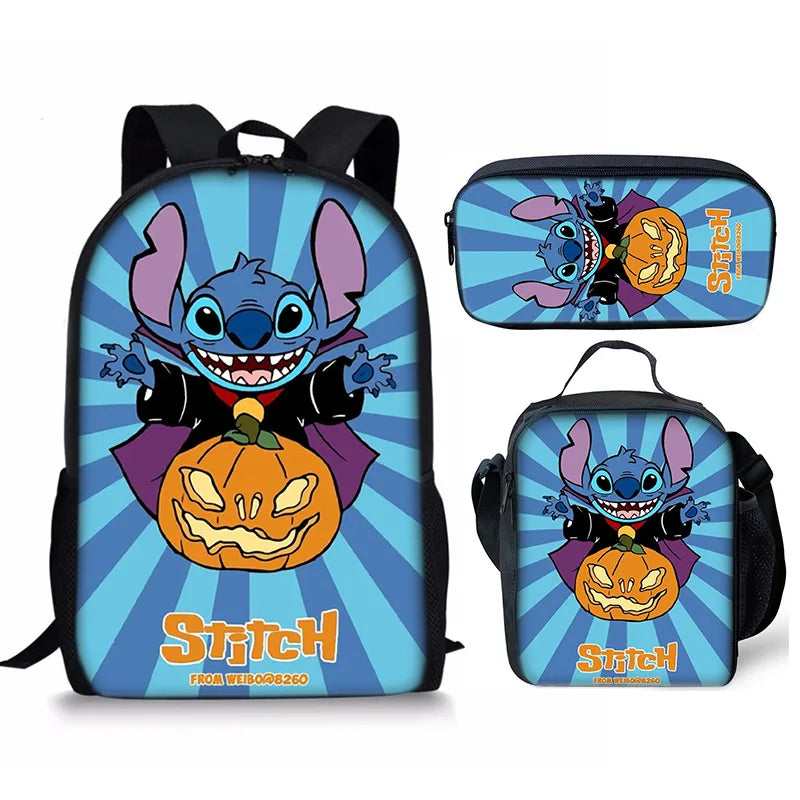 New Kawaii  Stitch Girl Kids Pen Bag  Bags Bookbags 3Pcs Teenagers Schoolbags Women Travel Laptop Backpack