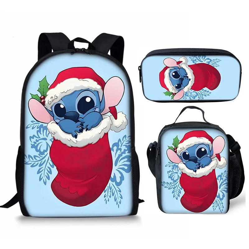 New Kawaii  Stitch Girl Kids Pen Bag  Bags Bookbags 3Pcs Teenagers Schoolbags Women Travel Laptop Backpack