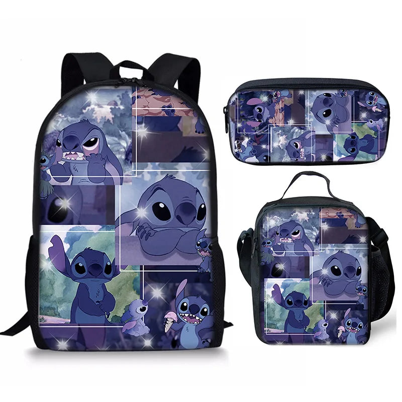 New Kawaii  Stitch Girl Kids Pen Bag  Bags Bookbags 3Pcs Teenagers Schoolbags Women Travel Laptop Backpack