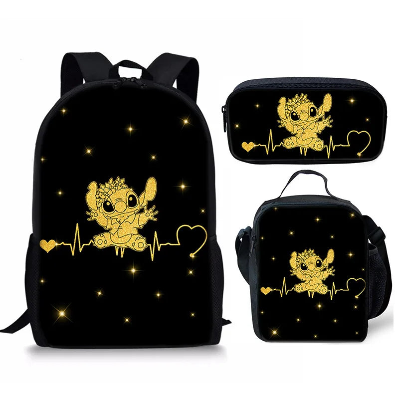 New Kawaii  Stitch Girl Kids Pen Bag  Bags Bookbags 3Pcs Teenagers Schoolbags Women Travel Laptop Backpack