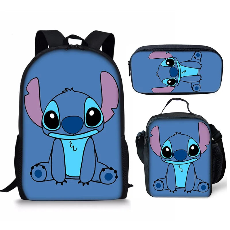 New Kawaii  Stitch Girl Kids Pen Bag  Bags Bookbags 3Pcs Teenagers Schoolbags Women Travel Laptop Backpack