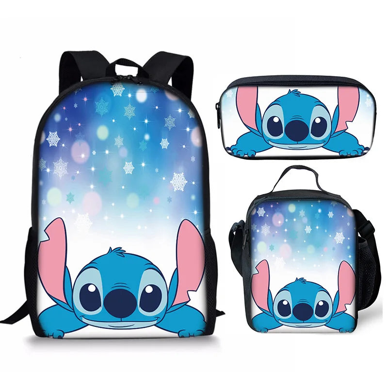 New Kawaii  Stitch Girl Kids Pen Bag  Bags Bookbags 3Pcs Teenagers Schoolbags Women Travel Laptop Backpack