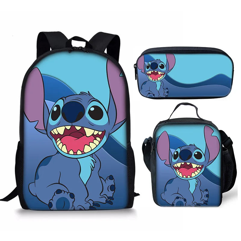 New Kawaii  Stitch Girl Kids Pen Bag  Bags Bookbags 3Pcs Teenagers Schoolbags Women Travel Laptop Backpack