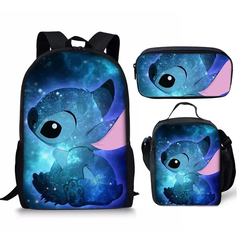 New Kawaii  Stitch Girl Kids Pen Bag  Bags Bookbags 3Pcs Teenagers Schoolbags Women Travel Laptop Backpack