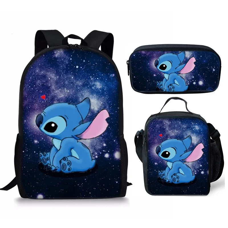 New Kawaii  Stitch Girl Kids Pen Bag  Bags Bookbags 3Pcs Teenagers Schoolbags Women Travel Laptop Backpack