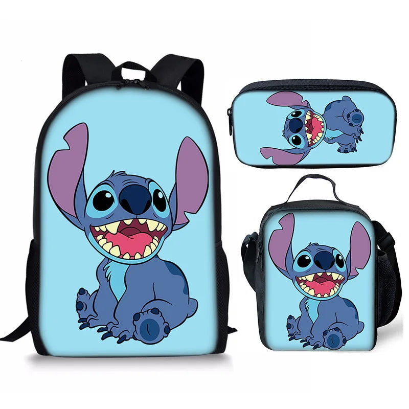 New Kawaii  Stitch Girl Kids Pen Bag  Bags Bookbags 3Pcs Teenagers Schoolbags Women Travel Laptop Backpack