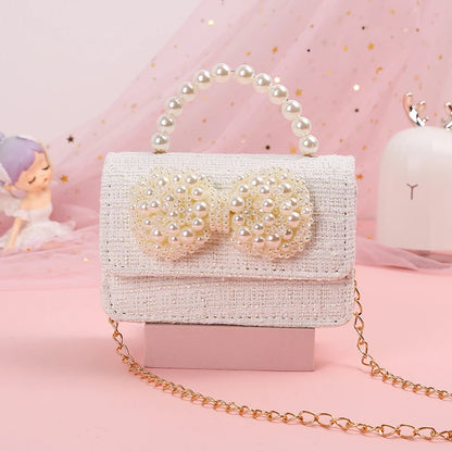 New Kids Mini Handbag Cute Princess Crossbody Bags for Girls Bowknot Party Hand Bag Toddler Linen Purses and Handbags Gift