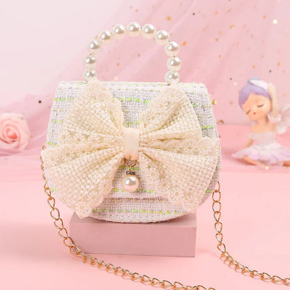 New Kids Mini Handbag Cute Princess Crossbody Bags for Girls Bowknot Party Hand Bag Toddler Linen Purses and Handbags Gift