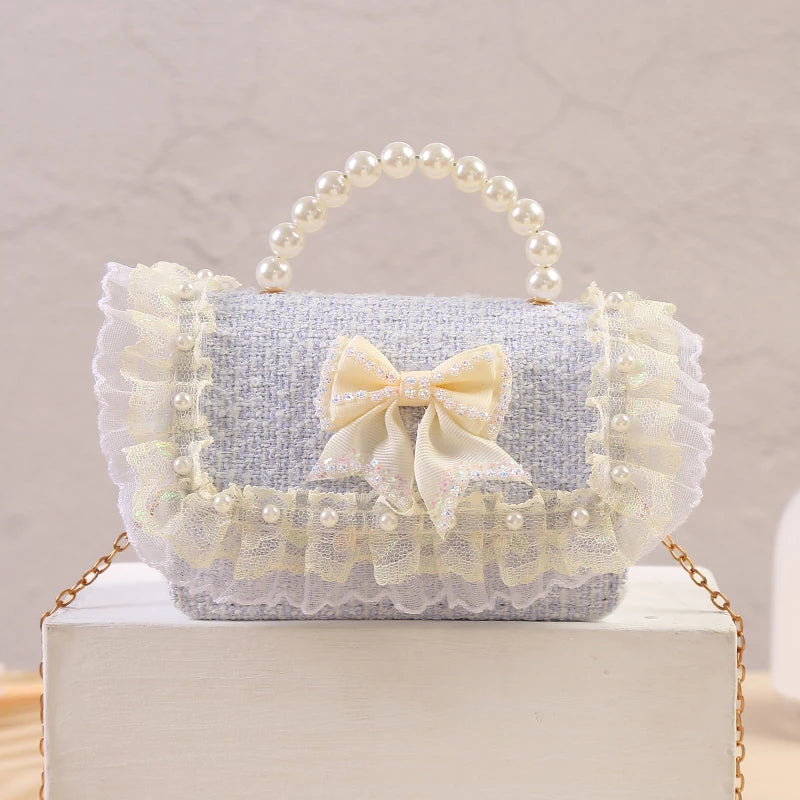 New Kids Mini Handbag Cute Princess Crossbody Bags for Girls Bowknot Party Hand Bag Toddler Linen Purses and Handbags Gift