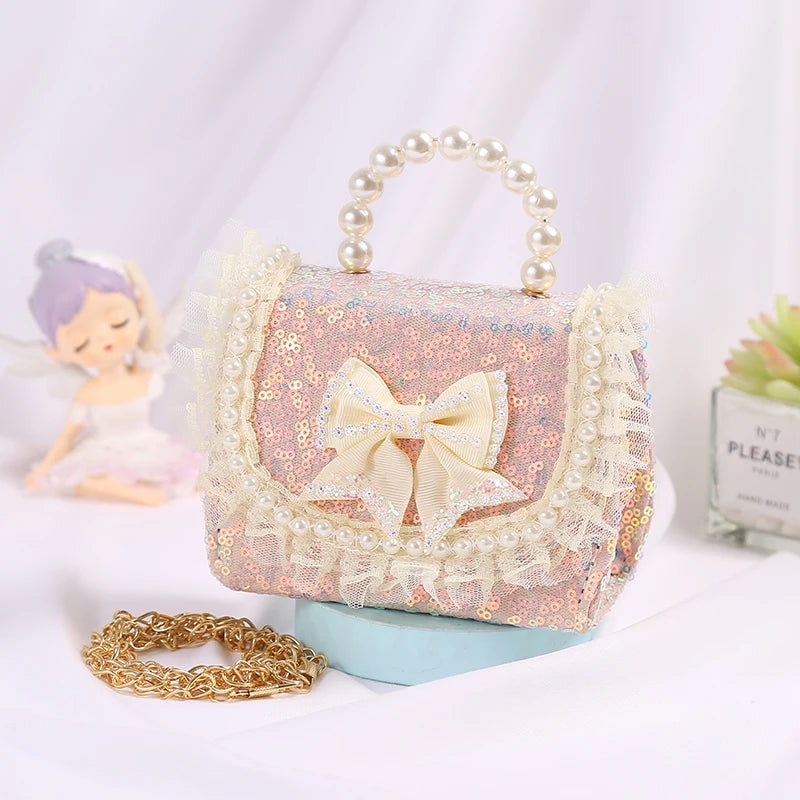 New Kids Mini Handbag Cute Princess Crossbody Bags for Girls Bowknot Party Hand Bag Toddler Linen Purses and Handbags Gift