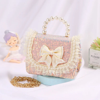 New Kids Mini Handbag Cute Princess Crossbody Bags for Girls Bowknot Party Hand Bag Toddler Linen Purses and Handbags Gift