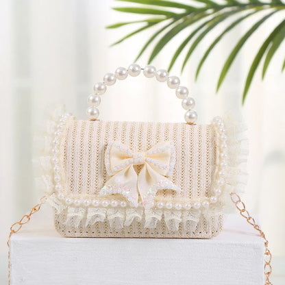 New Kids Mini Handbag Cute Princess Crossbody Bags for Girls Bowknot Party Hand Bag Toddler Linen Purses and Handbags Gift