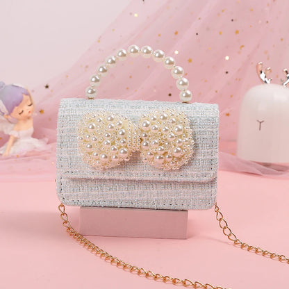 New Kids Mini Handbag Cute Princess Crossbody Bags for Girls Bowknot Party Hand Bag Toddler Linen Purses and Handbags Gift