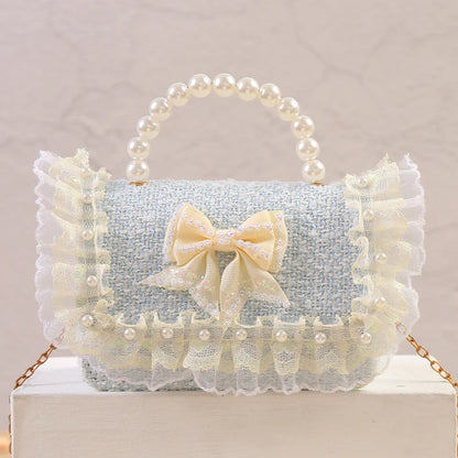 New Kids Mini Handbag Cute Princess Crossbody Bags for Girls Bowknot Party Hand Bag Toddler Linen Purses and Handbags Gift