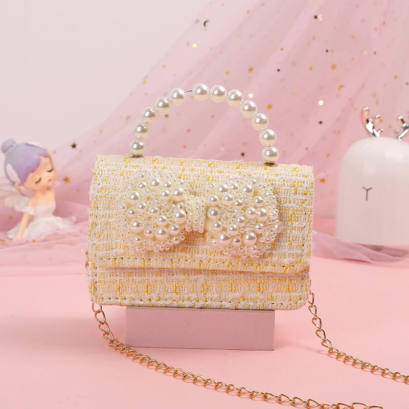 New Kids Mini Handbag Cute Princess Crossbody Bags for Girls Bowknot Party Hand Bag Toddler Linen Purses and Handbags Gift