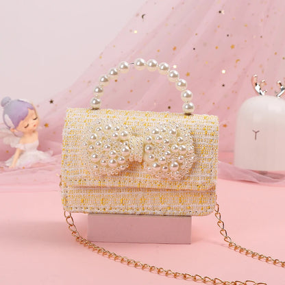 New Kids Mini Handbag Cute Princess Crossbody Bags for Girls Bowknot Party Hand Bag Toddler Linen Purses and Handbags Gift