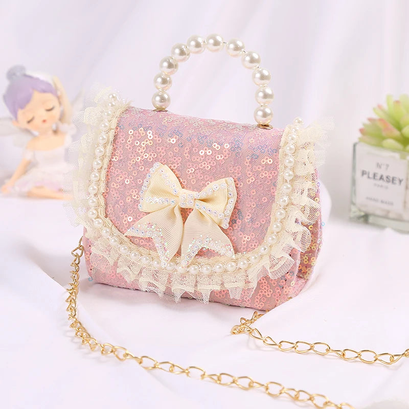 New Kids Mini Handbag Cute Princess Crossbody Bags for Girls Bowknot Party Hand Bag Toddler Linen Purses and Handbags Gift