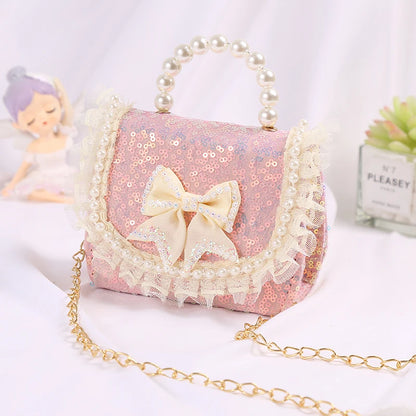 New Kids Mini Handbag Cute Princess Crossbody Bags for Girls Bowknot Party Hand Bag Toddler Linen Purses and Handbags Gift