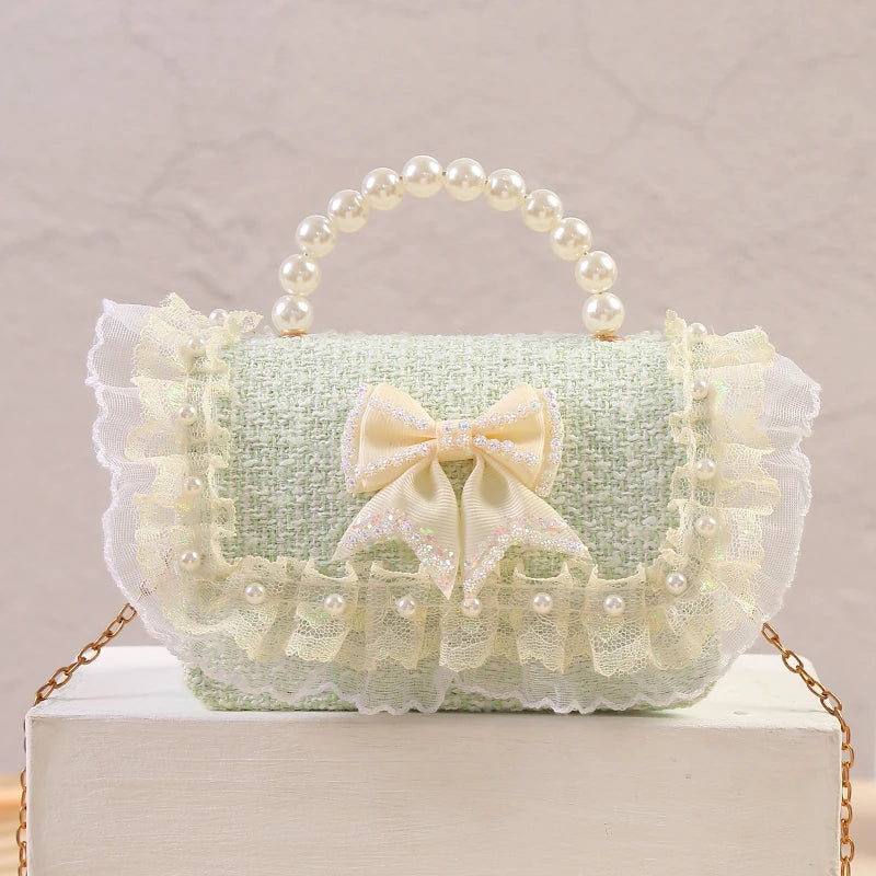 New Kids Mini Handbag Cute Princess Crossbody Bags for Girls Bowknot Party Hand Bag Toddler Linen Purses and Handbags Gift