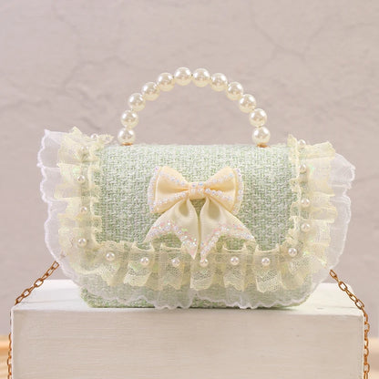 New Kids Mini Handbag Cute Princess Crossbody Bags for Girls Bowknot Party Hand Bag Toddler Linen Purses and Handbags Gift