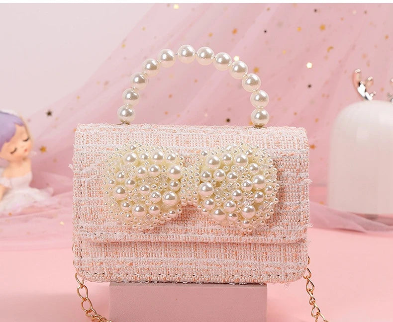New Kids Mini Handbag Cute Princess Crossbody Bags for Girls Bowknot Party Hand Bag Toddler Linen Purses and Handbags Gift