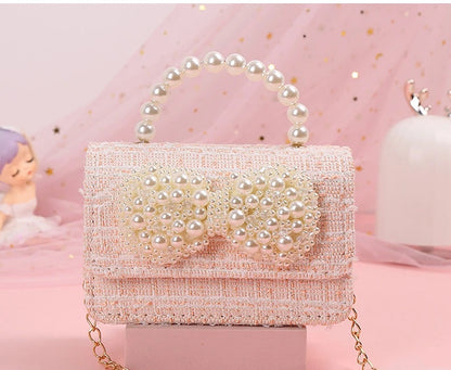 New Kids Mini Handbag Cute Princess Crossbody Bags for Girls Bowknot Party Hand Bag Toddler Linen Purses and Handbags Gift