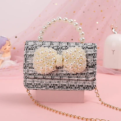 New Kids Mini Handbag Cute Princess Crossbody Bags for Girls Bowknot Party Hand Bag Toddler Linen Purses and Handbags Gift