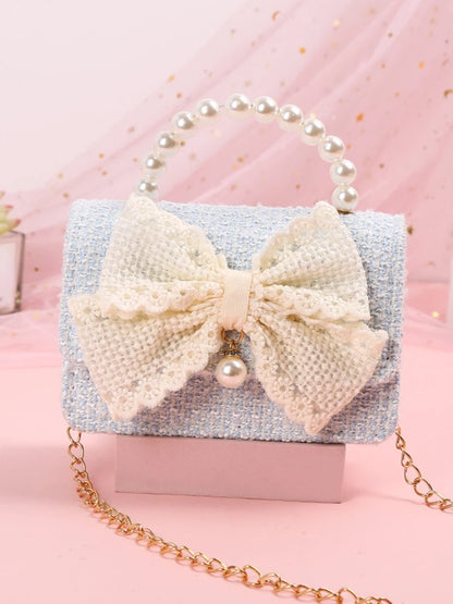 New Kids Mini Handbag Cute Princess Crossbody Bags for Girls Bowknot Party Hand Bag Toddler Linen Purses and Handbags Gift