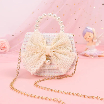 New Kids Mini Handbag Cute Princess Crossbody Bags for Girls Bowknot Party Hand Bag Toddler Linen Purses and Handbags Gift