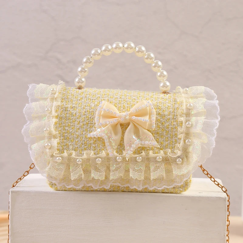 New Kids Mini Handbag Cute Princess Crossbody Bags for Girls Bowknot Party Hand Bag Toddler Linen Purses and Handbags Gift