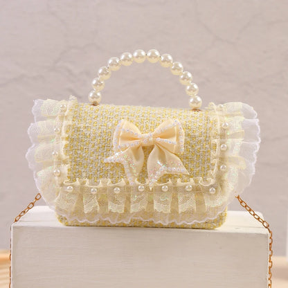 New Kids Mini Handbag Cute Princess Crossbody Bags for Girls Bowknot Party Hand Bag Toddler Linen Purses and Handbags Gift