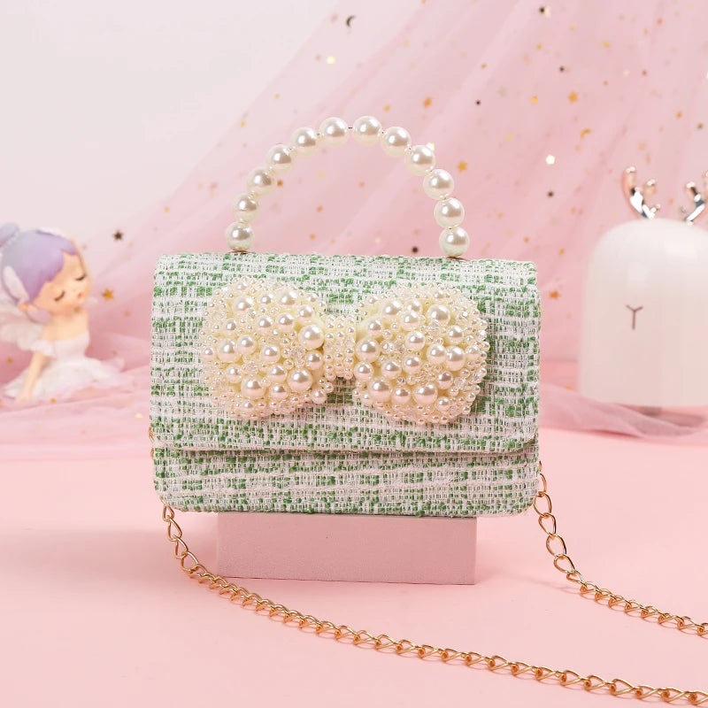 New Kids Mini Handbag Cute Princess Crossbody Bags for Girls Bowknot Party Hand Bag Toddler Linen Purses and Handbags Gift
