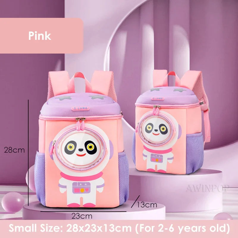 New Kindergarten Space Panda School Bags for Boy Student Backpack 3D Cartoon Schoolbag Girls Pink Kawaii Bookbag Mochila Escolar