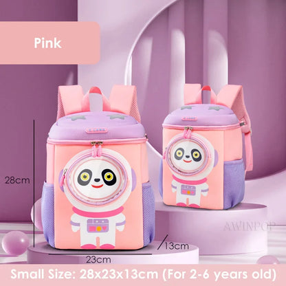 New Kindergarten Space Panda School Bags for Boy Student Backpack 3D Cartoon Schoolbag Girls Pink Kawaii Bookbag Mochila Escolar
