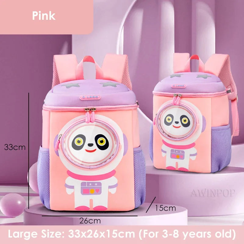 New Kindergarten Space Panda School Bags for Boy Student Backpack 3D Cartoon Schoolbag Girls Pink Kawaii Bookbag Mochila Escolar