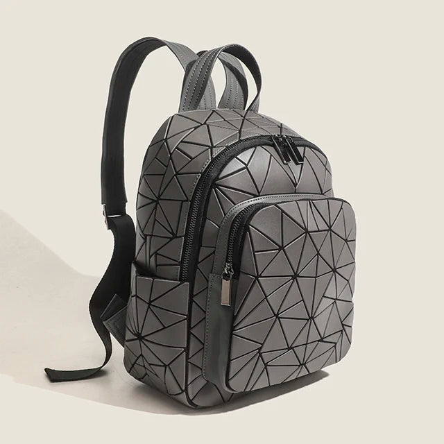 New Korea female Backpacks Women Large Capacity Geometric Backpack Bag Female Drawstring Holographic Backpack School Bag