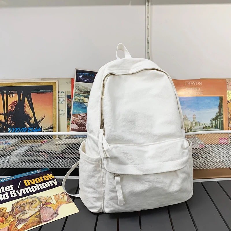New Korean Large Capacity Canvas Backpacks Women Kawaii Students Preppy Bag for Teenage Girls Boy School Travel Backpack Bookbag