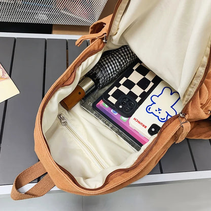 New Korean Large Capacity Canvas Backpacks Women Kawaii Students Preppy Bag for Teenage Girls Boy School Travel Backpack Bookbag